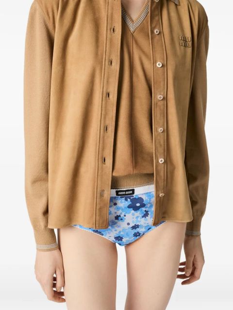 Miu Miu logo-detail buttoned shirt - Brown