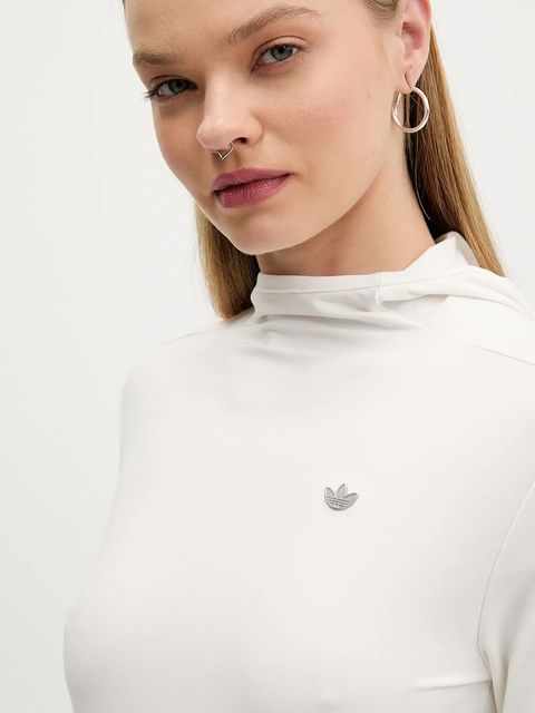 adidas Originals bluza Premium Essentials damska kolor beżowy z kapturem gładka JY2907