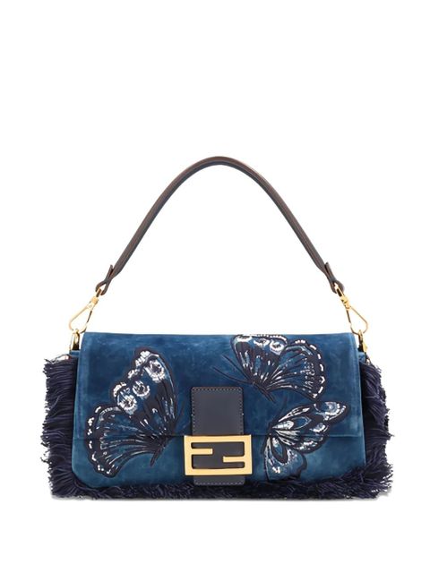 FENDI medium Baguette denim butterfly-motif shoulder bag - Blue - zdjęcie produktu nr 1