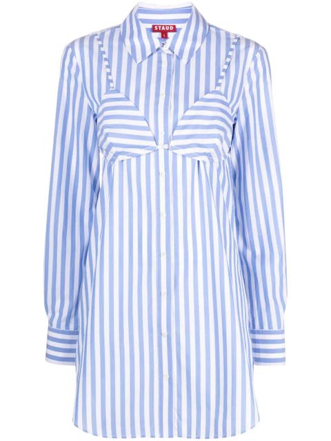 STAUD Alita striped poplin shirtdress - Blue - zdjęcie produktu nr 1