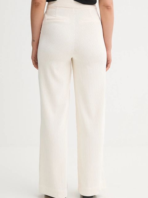 United Colors of Benetton spodnie sztruksowe damskie kolor beżowy proste high waist 4Q5GDF0AI