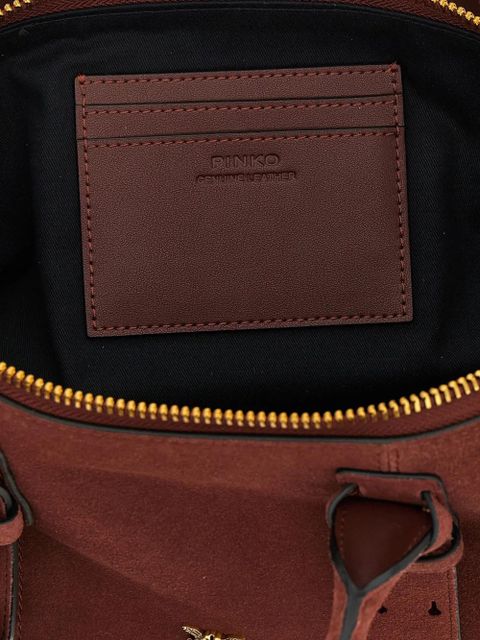 PINKO metal logo suede shoulder bag - Red