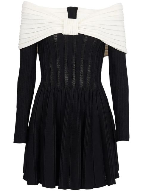 Balmain off-shoulder knitted minidress - Black - zdjęcie produktu nr 1