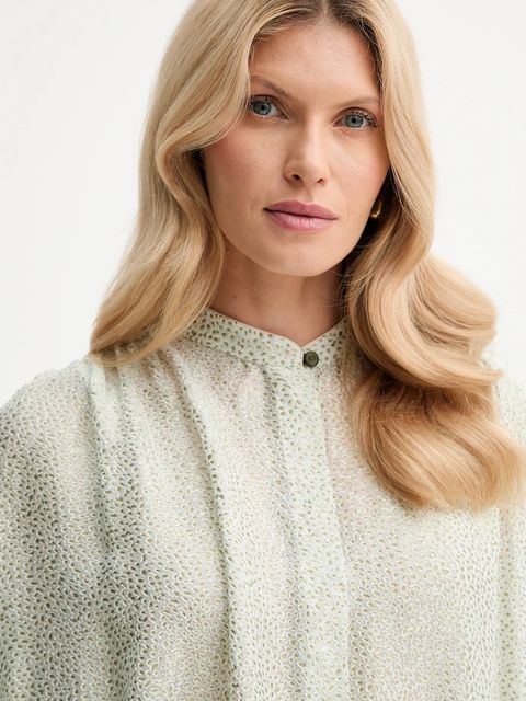 Forte Forte koszula damska kolor zielony relaxed ze stójką 14123.my.shirt