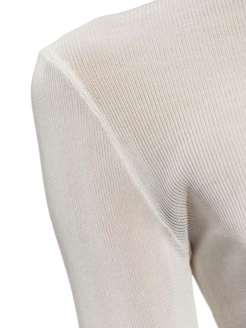 Self-Portrait ribbed high-neck top - White