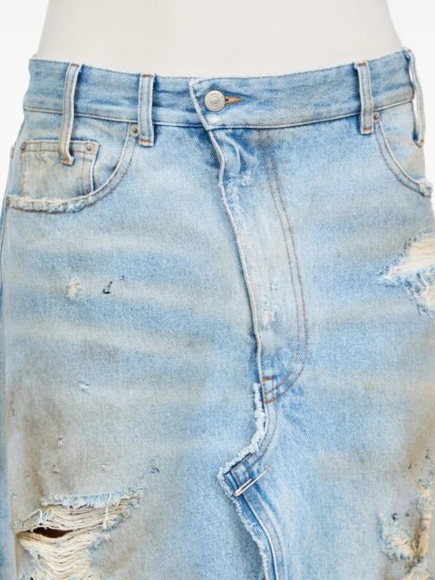 MM6 Maison Margiela ripped-detail denim skirt - Blue