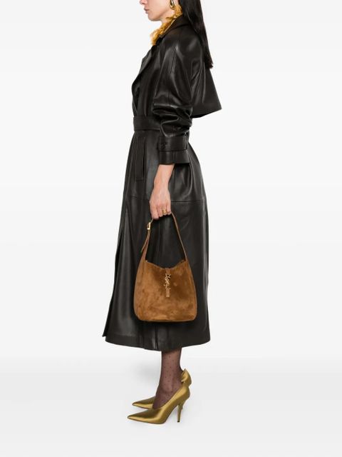 Saint Laurent small Le 5 à 7 Supple logo-plaque suede shoulder bag - Brown