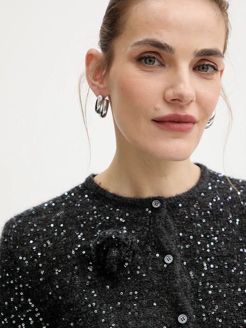 Marella kardigan z dodatkiem wełny damski kolor szary lekki 2523346152200