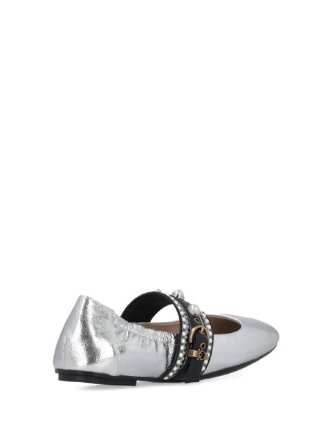 PINKO pearl-embellished buckle ballet flats - Grey - zdjęcie produktu nr 2