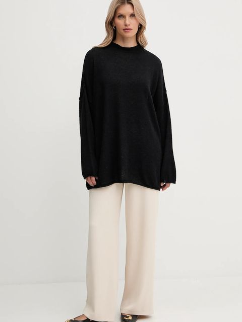 Pinko sweter wełniany damski kolor czarny lekki 105749 A2UN