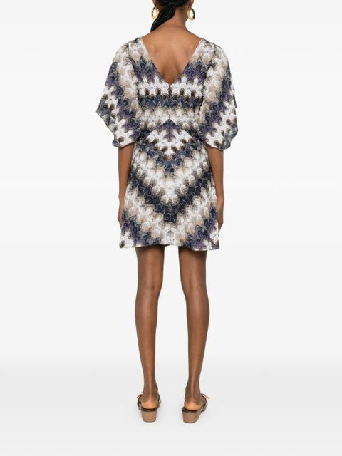 Missoni V-neck chevron mini dress - White