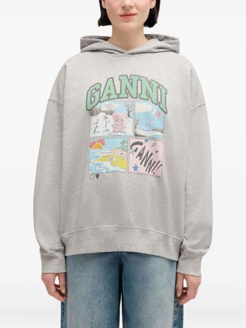 GANNI graphic-print hoodie - Grey