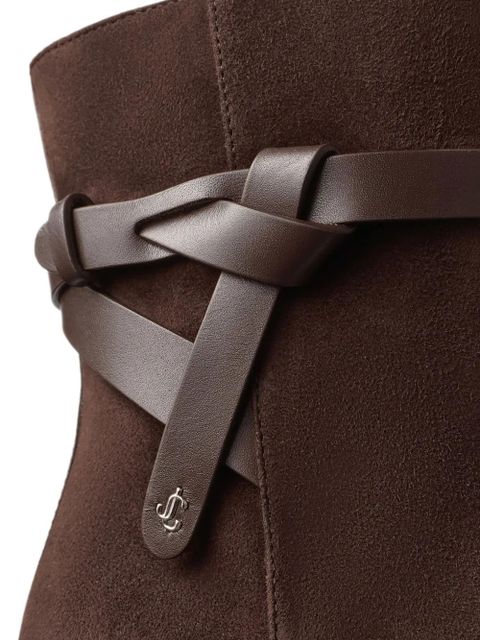 Jimmy Choo 60mm Lawton knotted-strap leather boots - Brown