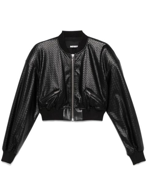 ROTATE BIRGER CHRISTENSEN braided cropped bomber jacket - Black
