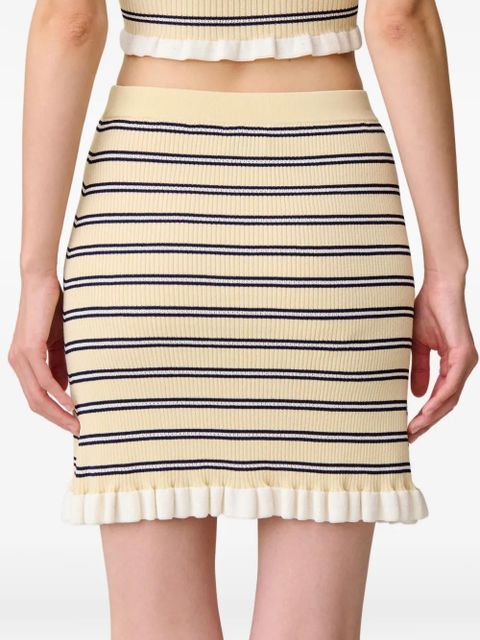 Claudie Pierlot striped ruffled-hem mini skirt - Neutrals