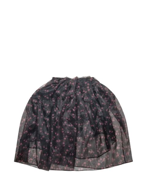 Simone Rocha floral-print tiered mini skirt - Black - zdjęcie produktu nr 2
