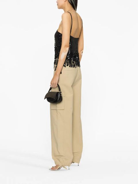 The Attico layered sequin-embellished top - Black