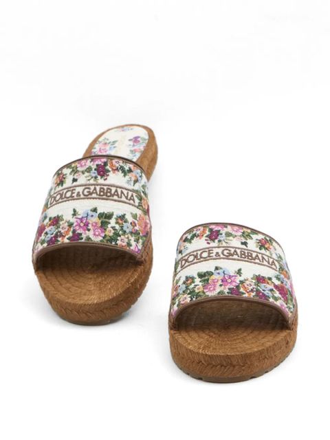 Dolce & Gabbana embroidered floral espadrilla sandals - White