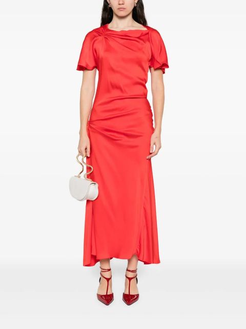 Victoria Beckham draped-shoulder midi dress - Red - zdjęcie produktu nr 2