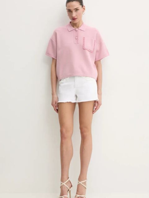 Liu Jo szorty damskie kolor biały z aplikacją high waist WA5460.T4033