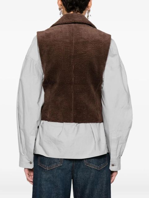GANNI corduroy buttoned waistcoat - Brown