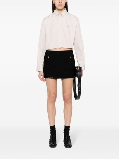 Miu Miu sequin-trim knitted miniskirt - Black