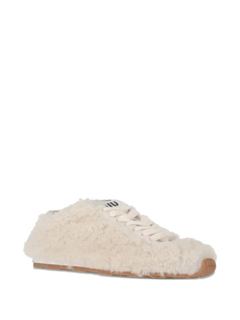 Miu Miu shearling lace-up sneakers - Neutrals
