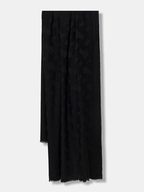 BOSS szalik z dodatkiem wełny Monyque damski kolor czarny gładki 50555434 - zdjęcie produktu nr 1