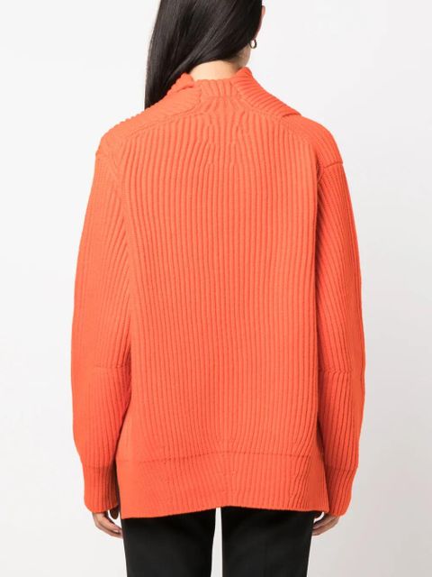 Jil Sander foldover-neck ribbed wool jumper - Orange
