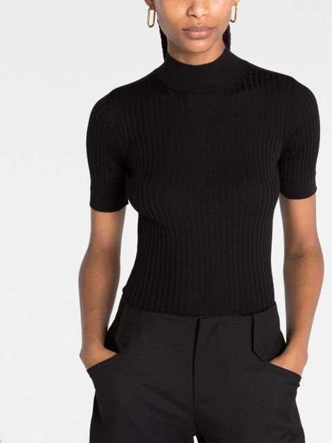 Versace ribbed-knit short-sleeve top - Black