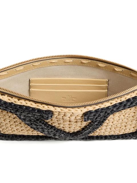 Valentino Garavani Viva Superstar raffia clutch bag - Neutrals