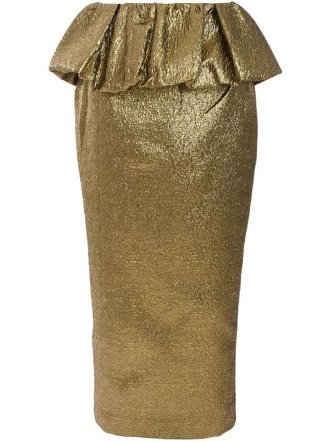 Self-Portrait jacquard midi skirt - Gold - zdjęcie produktu nr 1