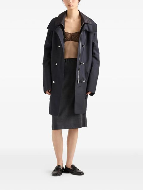 Prada single-breasted kid mohair and re-nylon coat - Blue - zdjęcie produktu nr 2