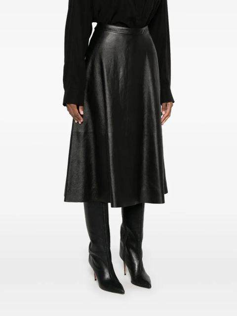Balenciaga leather midi skirt - Black