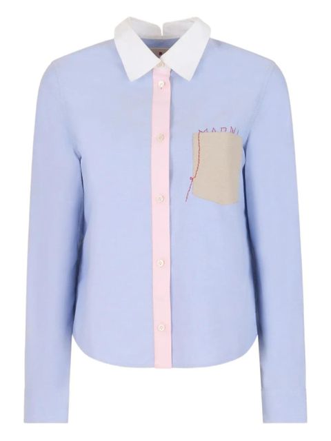 Marni contrast-collar oxford shirt - Blue - zdjęcie produktu nr 1