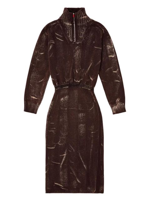 Diesel M-MARCELLE zipped turtleneck midi dress - Brown - zdjęcie produktu nr 1