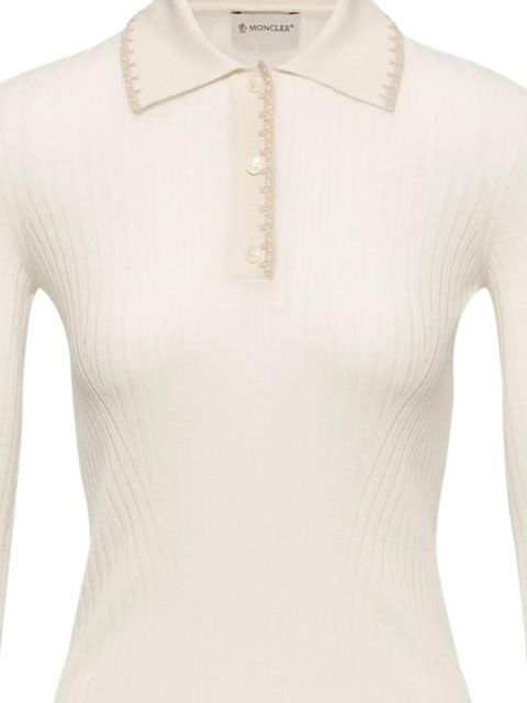 Moncler ribbed knit polo top - Neutrals - zdjęcie produktu nr 2