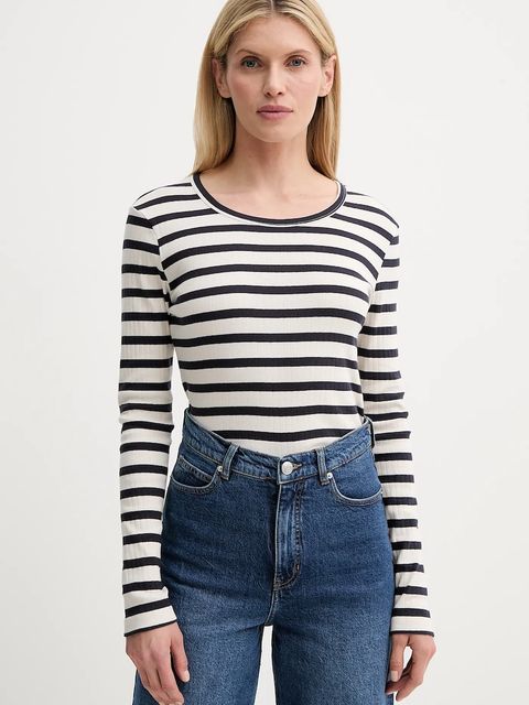 MUNTHE longsleeve bawełniany JOTE kolor beżowy 247112924764 - zdjęcie produktu nr 1