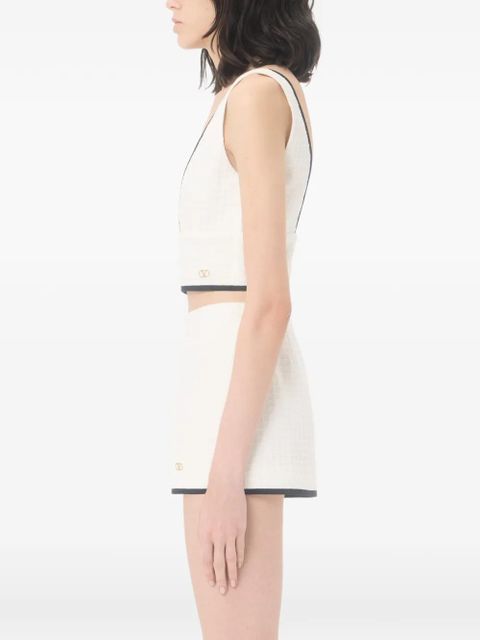 Valentino Garavani Canestrello cotton tweed top - White