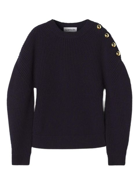 Lanvin ribbed-knit button-detail sweat - Black - zdjęcie produktu nr 1