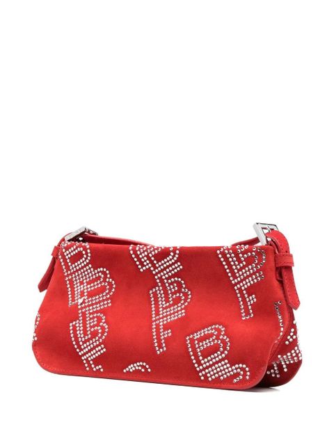 BY FAR Dulce crystal-embellished shoulder bag - Red