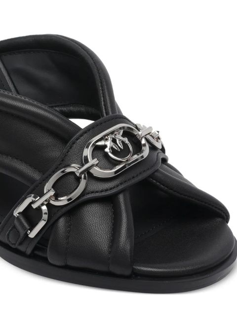 PINKO chain-detail round-toe leather pumps - Black