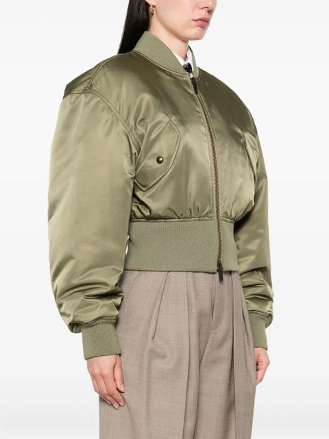 Saint Laurent cropped bomber jacket - Green