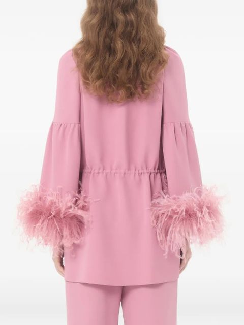 Valentino Garavani Cady Couture feather-trim blouse - Pink
