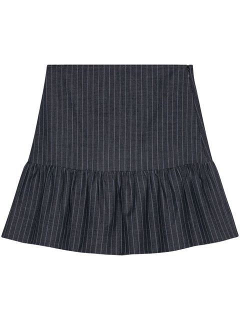 GANNI striped ruffled miniskirt - Grey
