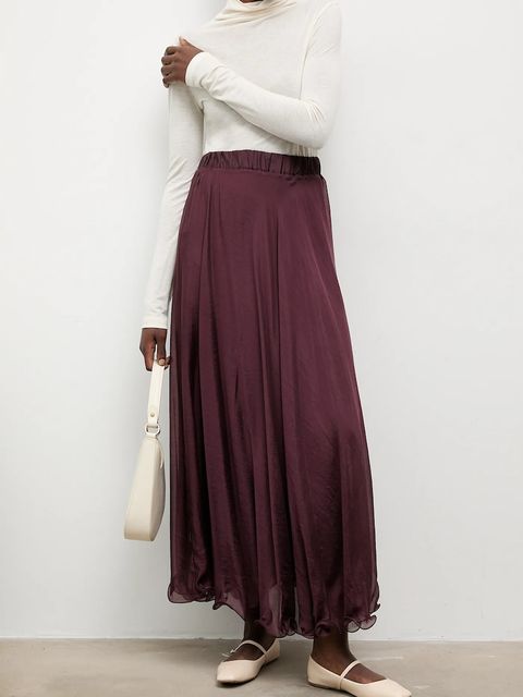 Answear.LAB spódnica kolor bordowy maxi rozkloszowana - zdjęcie produktu nr 1