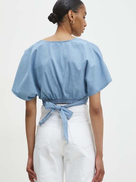 Answear.LAB bluzka jeansowa damska kolor niebieski gładka