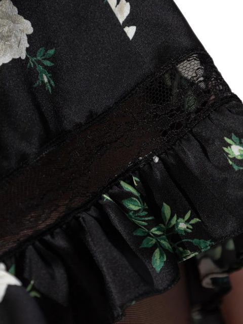 Dolce & Gabbana floral-print ruffle-trim shorts - Black