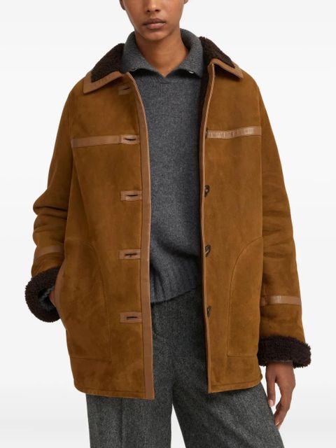 Yves Salomon leather-trimmed coat - Brown