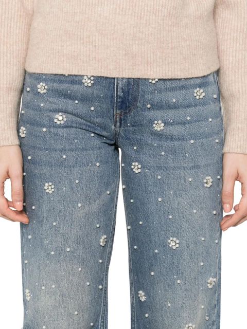 Maje floral-appliqué straight-leg jeans - Blue
